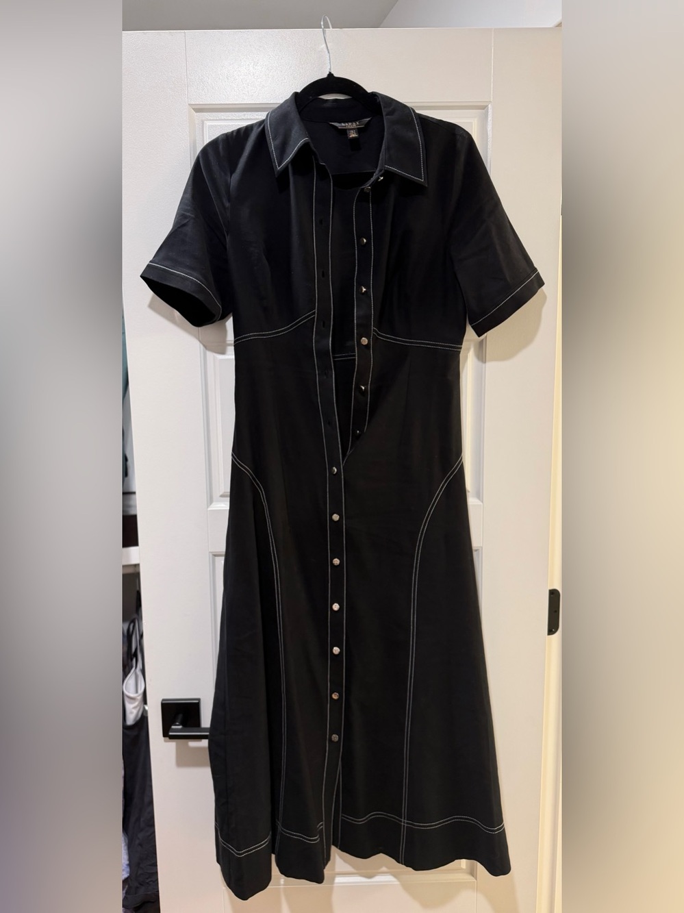 Lipsy Black Midi Shirt Dress with Contrast Stitching